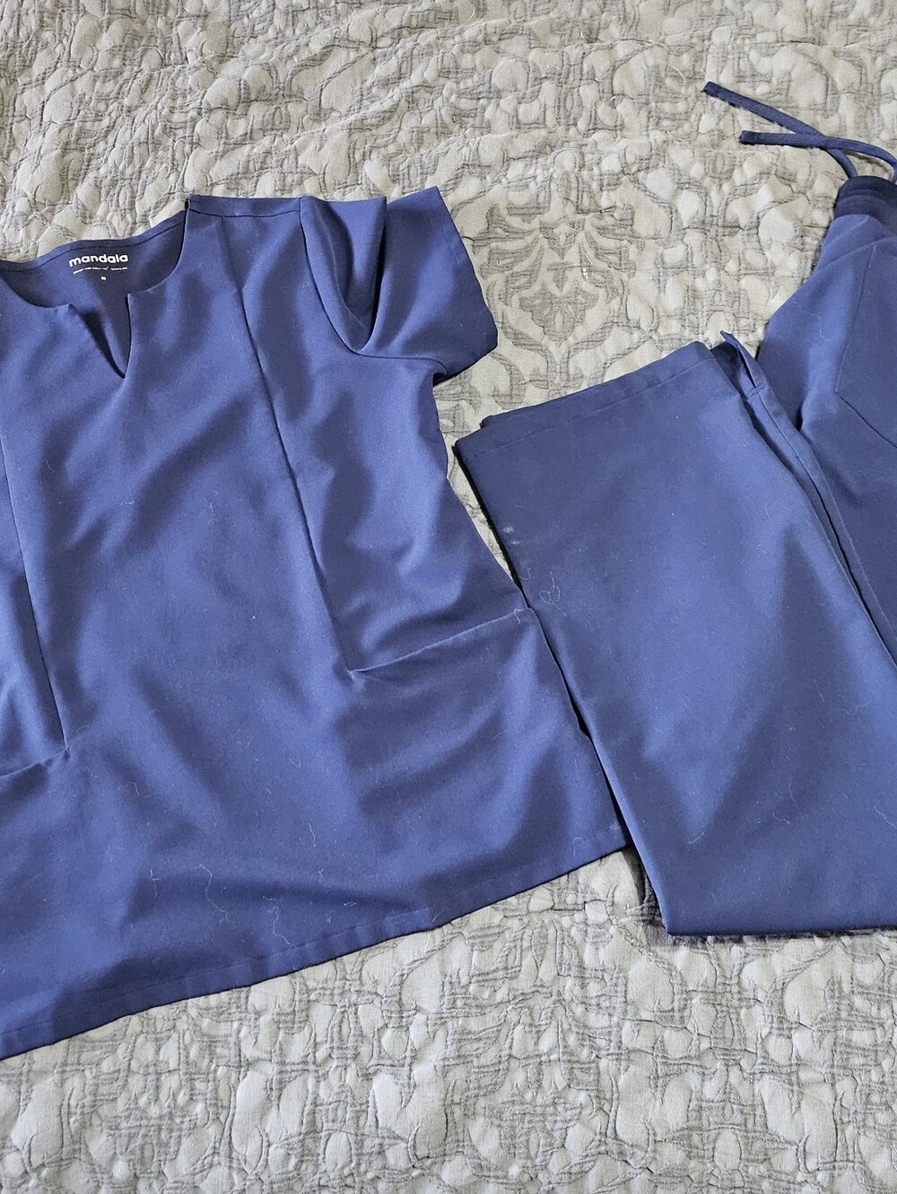 MANDALA Navy Medical Scrub Top & Pants Set